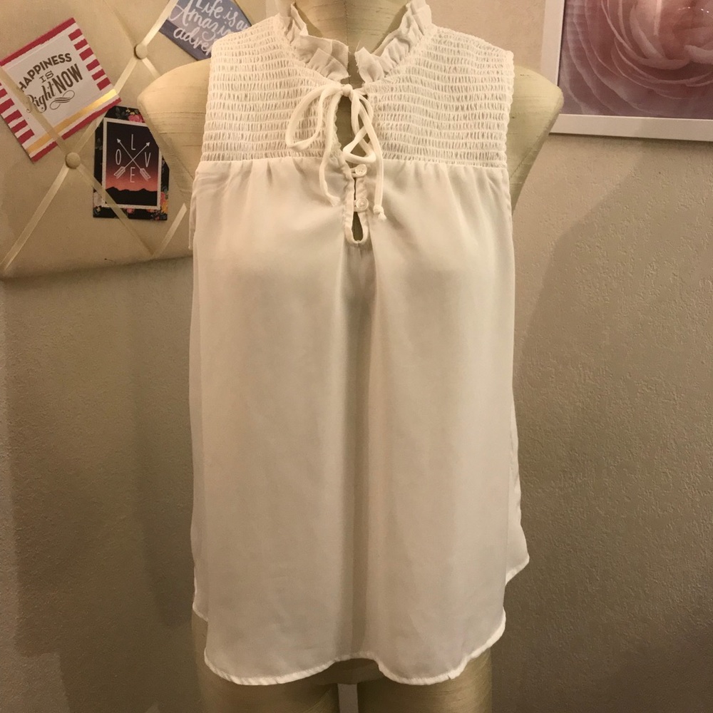 Cream chiffon, large, good condition.